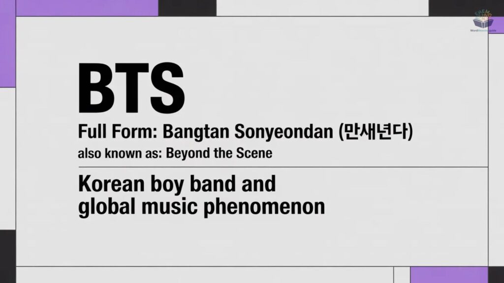 Full Form, Stands For & Short Meaning of BTS