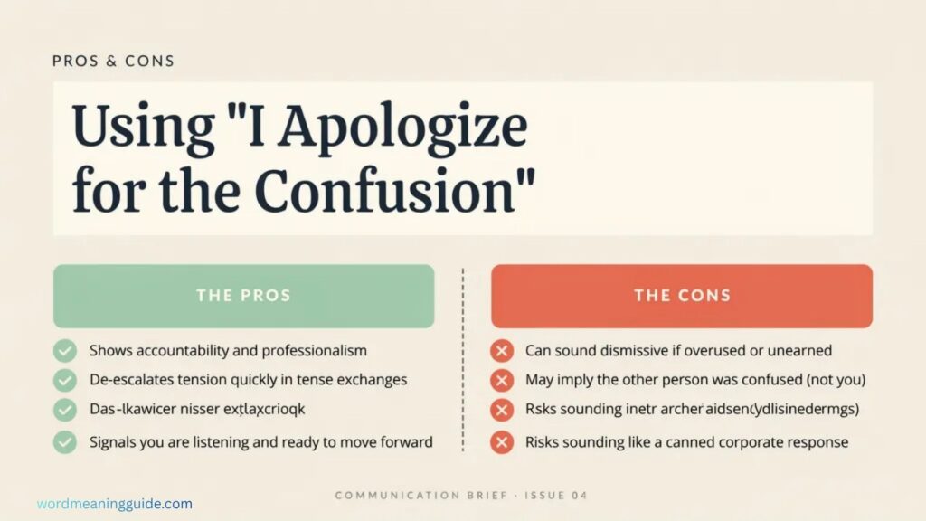 Pros & Cons of Using I Apologize for the Confusion